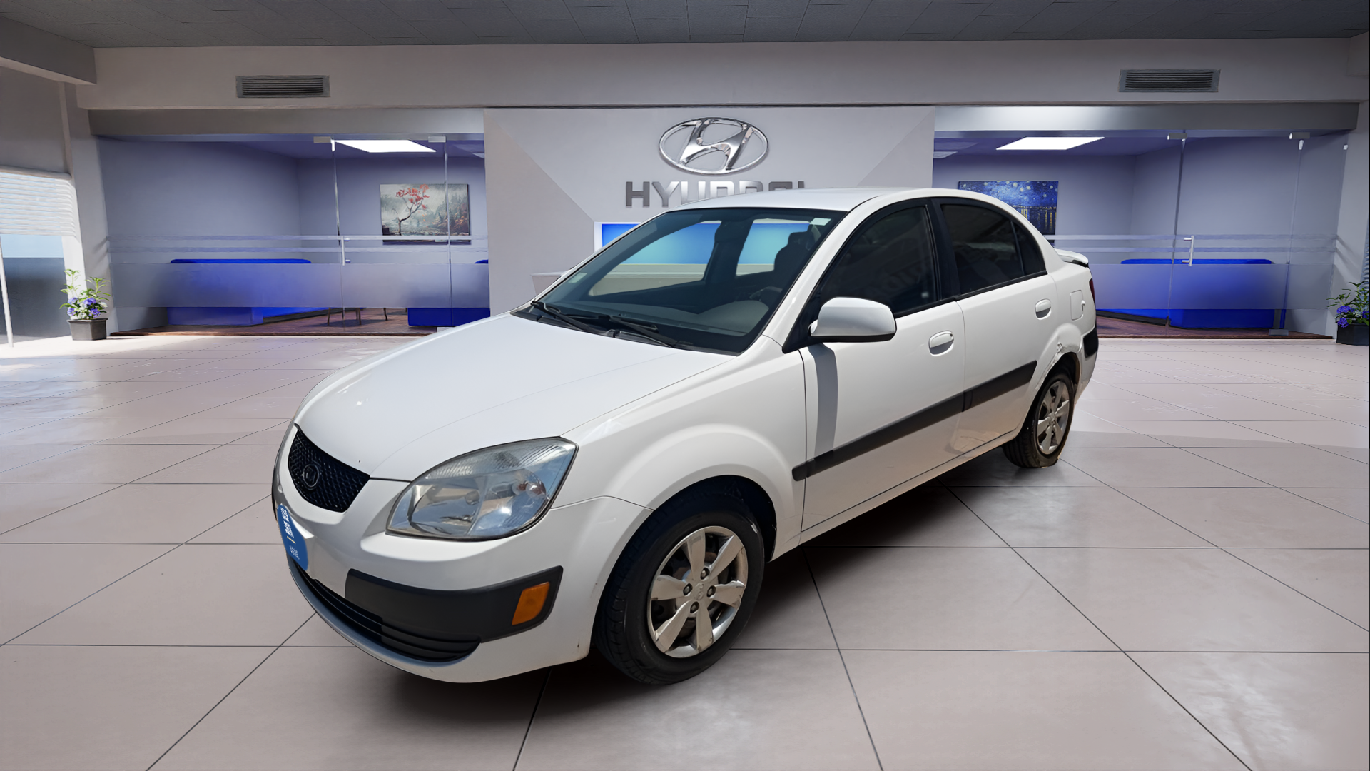 White 2009 Kia Rio LX Sedan Front-Wheel Drive Automatic